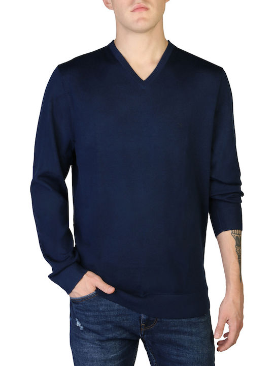 Calvin Klein Men's Long Sleeve Sweater with V-Neck Navy Blue