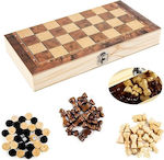 Set 3-in-1 Σκάκι / Τάβλι / Ντάμα από Ξύλο με Πούλια & Πιόνια 29x29cm
