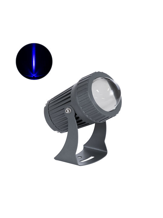 GloboStar Fenia Außenstehlampe Projektor LED Außeneinsatz 10W mit Blauer Farbe IP65 Graue