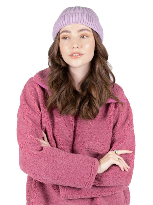 24 Colours Fleece Γυναικεία Ζακέτα με Φερμουάρ σε Ροζ Χρώμα