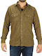 Long Sleeve Flannel Overshirt in Narrow Fit Brown
