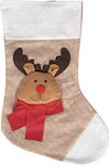 Christmas Decorative Fabric Beige Socks with Reindeer H55cm