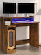 Computer Office Wooden Smoky Oak with LED & USB ports 97x45x90cm