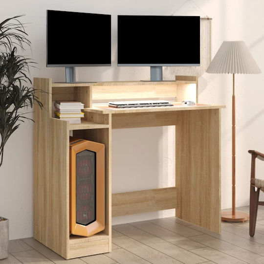 Γραφείο Υπολογιστή Ξύλινο Sonoma Δρυς με LED & USB θύρες 97x45x90εκ.