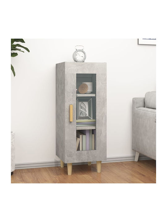Living Room Display Cabinet Made of Particle Board with Grey Concrete Glass 34.5x34x90cm