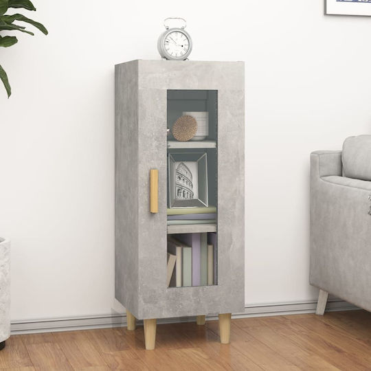 Living Room Display Cabinet Made of Particle Board with Grey Concrete Glass 34.5x34x90cm