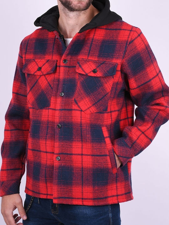 Men's jacket overshirt plaid Red