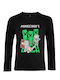 Kids Long Sleeve Unisex "Minecraft Battle", Black