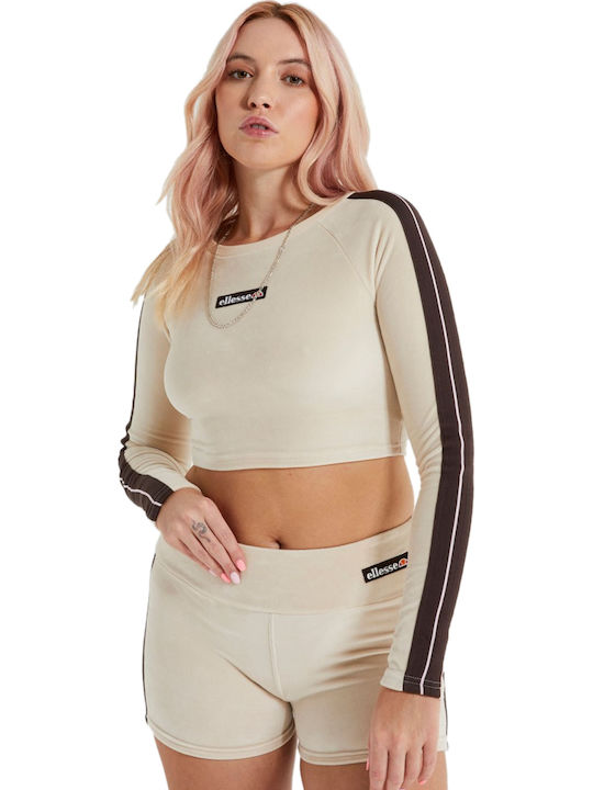 Elimena Γυναικείο Αθλητικό Crop Top Κοντομάνικο Μπεζ