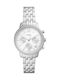 Fossil Damen Uhr Chronograph mit Silber Metallarmband