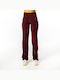 Talie înaltă Pantaloni de Trening Catifea Burgundy