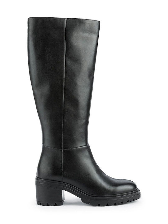 Anatomic Leather Medium Heel Women's Boots with Zipper Damiana Black