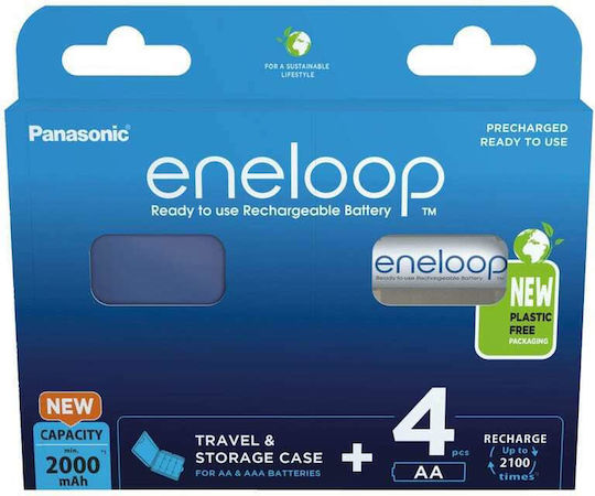 Panasonic Eneloop & Storage Case Baterii Reîncărcabile AA Ni-MH 2000mAh 1.2V 4buc