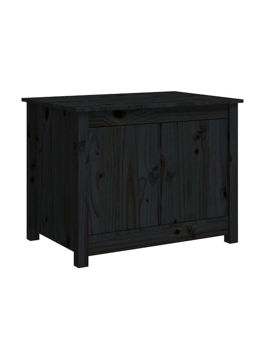 Rectangular Solid Wood Side Table Black L71xW49xH55cm
