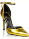 Patent Leather Pointed Toe Yellow Heels with Strap