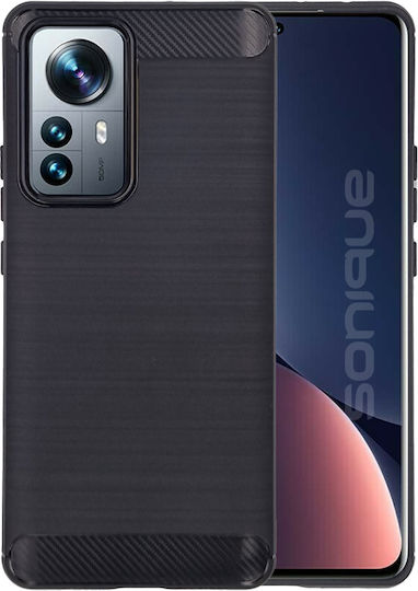 Sonique Brushed Carbon Back Cover Silicon / Plastic Negru (Xiaomi 12 Pro)
