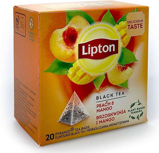 Lipton Μαύρο Τσάι 20 Φακελάκια με Άρωμα Ροδάκινο & Μάνγκο