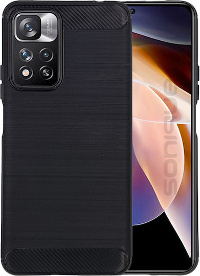 Sonique Brushed Carbon Umschlag Rückseite Silikon / Kunststoff Schwarz (Redmi Note 11 Pro+ 5G)