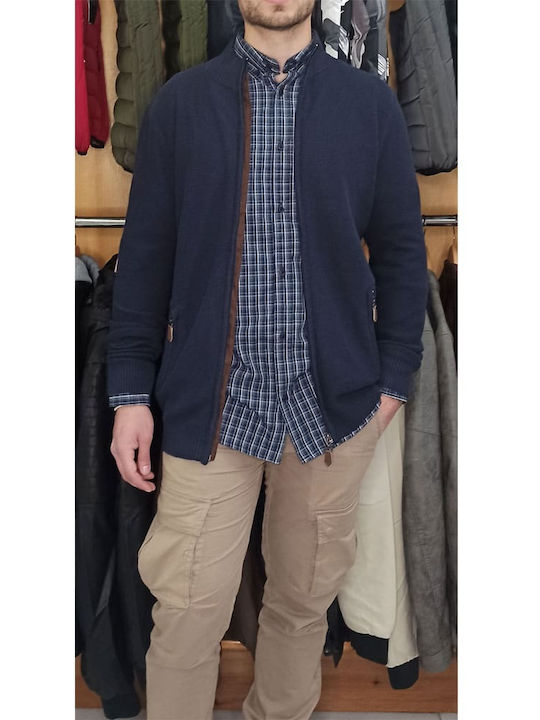Double Herren Strickjacke Marineblau