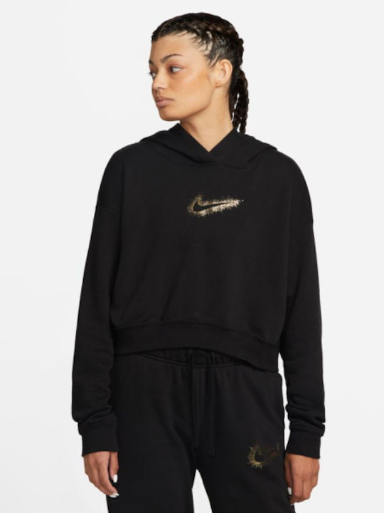 Nike Cropped Women's Sweatshirt Hooded Black