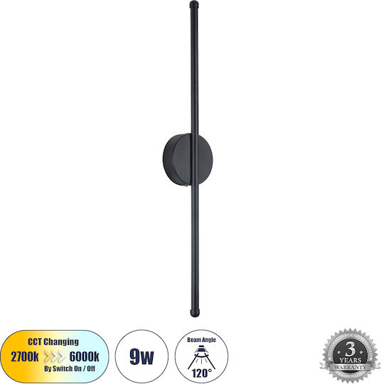 GloboStar Diadem Modern Leuchte Wand mit Integrierter LED und Einstellbares Weißes Licht Schwarz 60x4x60cm