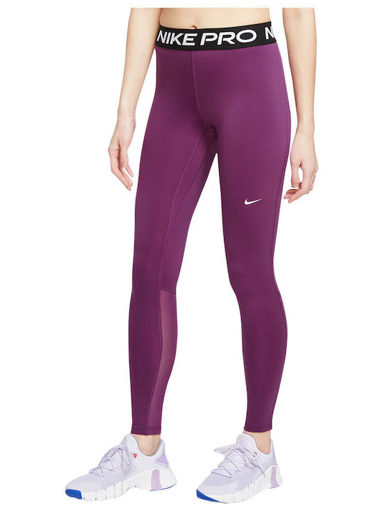 Nike Dri-Fit Pro 365 Training Γυναικείο Μακρύ Κολάν Ψηλόμεσο Μωβ