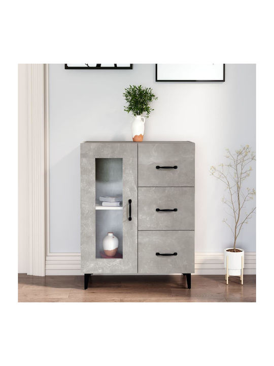 Living Room Display Cabinet made of Particle Board with Windowed Grey Concrete 69.5x34x90cm