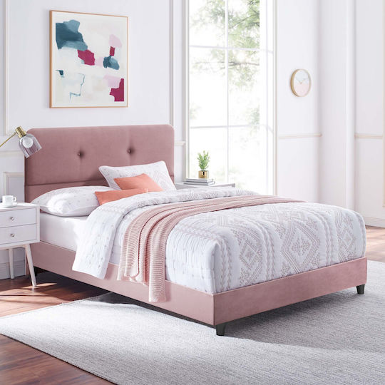 Dolores Semi-Double Bed Upholstered with Velvet Rotten Apple for Mattress 120x200cm