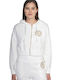 Cropped Women's Sweatshirt Jacket Hooded White