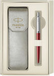 Parker Jotter Premium Stiftset Kugelschreiber aus Stahl Kensington Red in einem Etui (in einer Papierkassette)