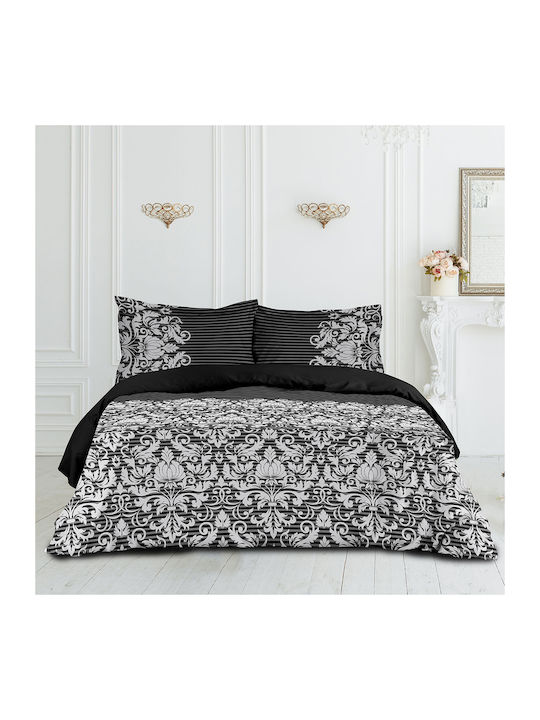 Makis Tselios Home Σετ Πάπλωμα Υπέρδιπλο 220x240εκ. Damask Μαύρο 3τμχ