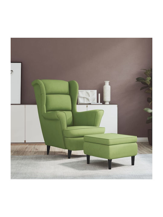 Bergère cu Puf Catifelat Verde deschis 81x90x96...
