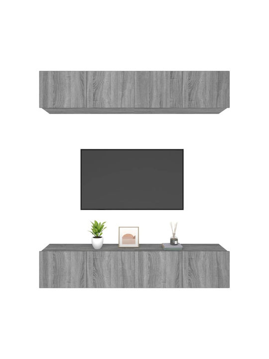 Living Room TV Unit Grey 4pcs L80xW30xH30cm