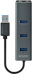 Savio USB 3.1 3 Port Hub with USB-A Connection Gray