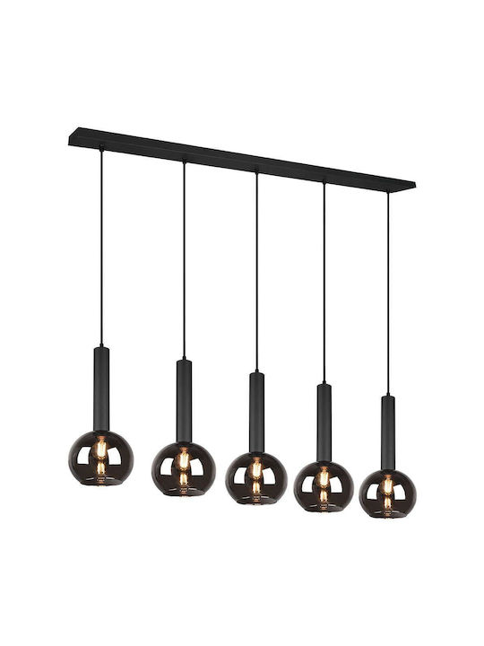 Trio Lighting Clayton Suspendat Candelabru Calea ferată pentru 5 Becuri E27 Negru