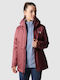 Women's for Hiking Short Sports Jacket Waterproof and Windproof for Spring or Autumn with Hood Burgundy