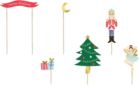 PartyDeco Mix Toppers mit Nussknacker 6 Stück PartyDeco Mix Toppers mit Nussknacker 6 Stück
