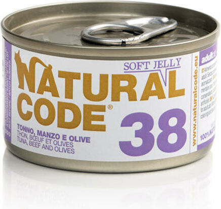 Natural Code 38 Wet Food for Cats in Cans with Beef and Tuna Gluten-Free 85gr