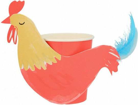 Meri Meri On the Farm Rooster Ποτήρι για Party 8τμχ