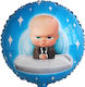 Μπαλόνι Στρογγυλό Βάπτισης Foil Μπλε Baby Boss 45εκ.