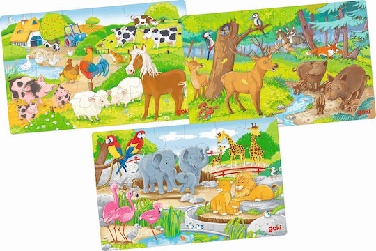 Wooden Kids Puzzle Animals for 3+ years+ Years 72pcs Goki