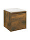 Stool For Living Room With Storage Space Wooden Smoky Oak 40.5x40x40cm