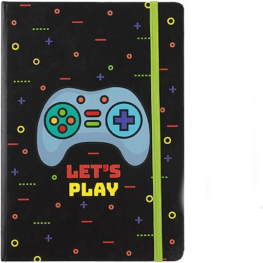Exas Paper Let's Play Notizbuch 96 Blätter A5 Geregelt mit Gummiband Mehrfarbig
