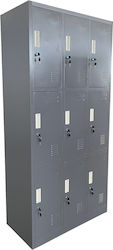 Earnur Metallic Locker with 9 Shelves 90x45x185cm