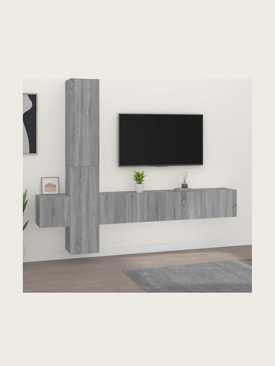 Living Room TV Unit Γκρι 5τμχ L80xW30xH30cm