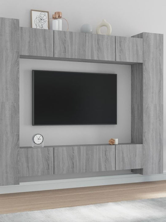 Living Room TV Unit Γκρι 8τμχ L80xW30xH30cm
