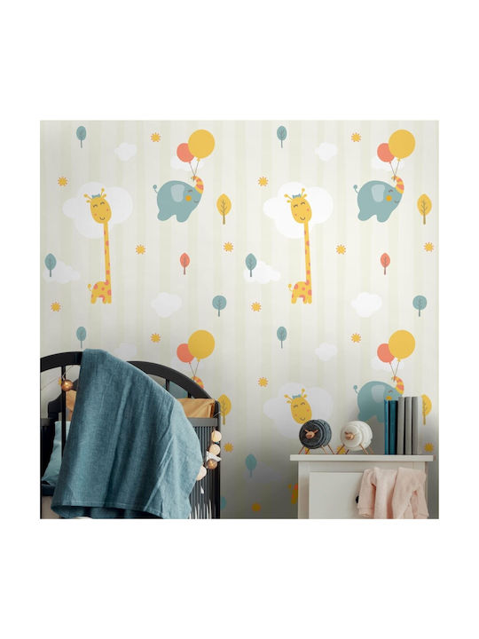 Embossed wallpaper - Giraffes and elephants