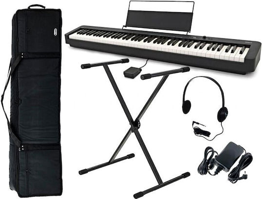 Casio Electric Stage Piano CDP-S110 Standard Stand & Headphones Set with 88 Weighted Keys Built-in Speakers and Connection with Headphones and Computer Black