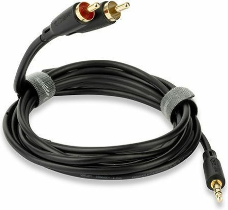 QED 3.5mm Male To RCA Male Audio Cable Black 0.75m With Gold Plated Terminals QE8111