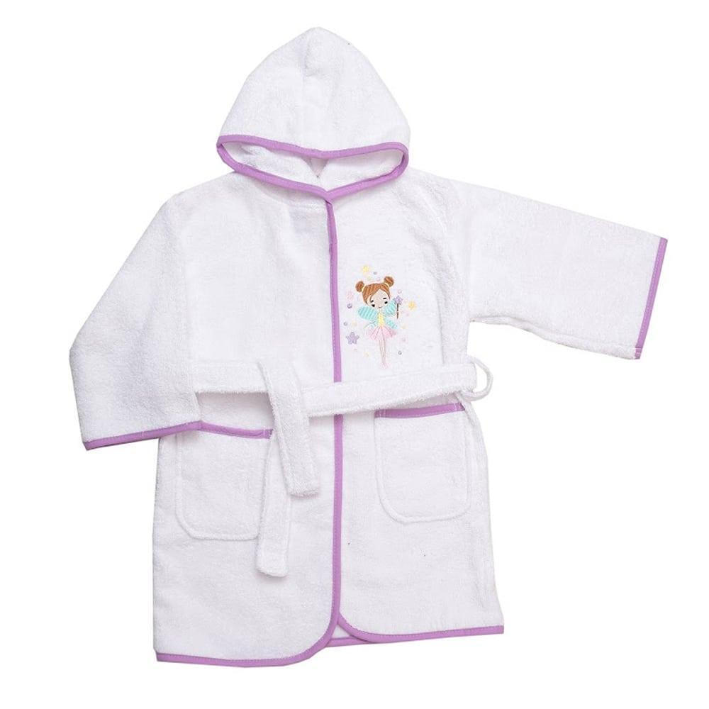 Anna Riska Παιδικό Μπουρνούζι Iris White-Pink 429111 με Κουκούλα ...